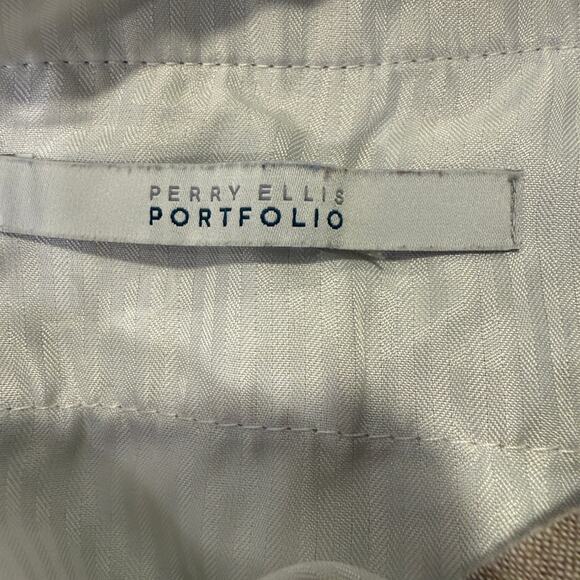 Perry Ellis Portfolio Linen Blend Dress Pants Trousers Tan Beige 33x30 Preppy - Picture 4 of 7